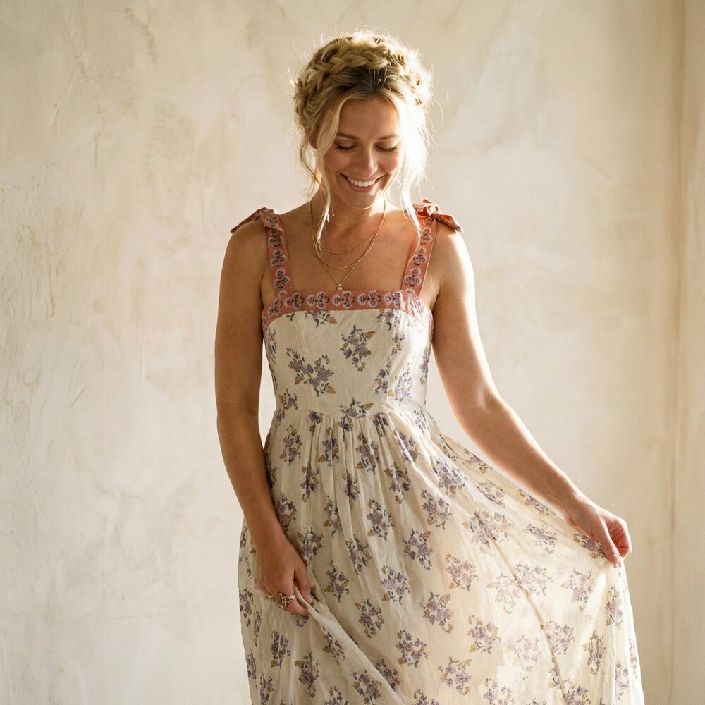 NWT Bloomingdales Santa Barbara Dress Patrons of Peace Dress Floral Boho Midi SM - Picture 8 of 16